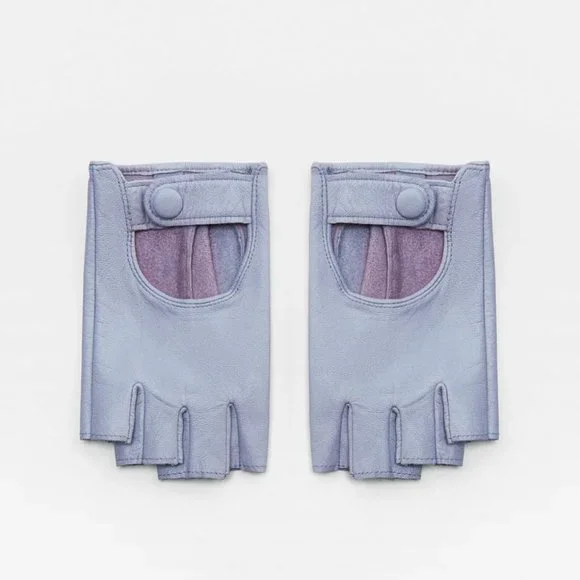 Zara | Accessories | Nwt Blue Leather Fingerless Gloves L  display picture 2